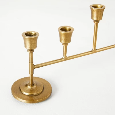 Antiqued Metal Taper Candelabra Brass Finish - Hearth & Hand™ With Magnolia 4 Antiqued Metal Taper Candelabra Brass Finish - Hearth & Hand™ With Magnolia - Image 2