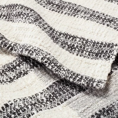 Contrast Edge Stripe Throw Blanket Railroad Gray/Cream - Hearth & Hand™ With Magnolia 5 Contrast Edge Stripe Throw Blanket Railroad Gray/Cream - Hearth & Hand™ With Magnolia - Image 3
