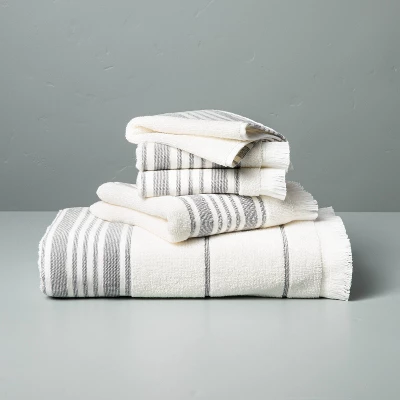 Multistripe Bath Towels Cream/Gray - Hearth & Hand™ With Magnolia 4 Multistripe Bath Towels Cream/Gray - Hearth & Hand™ With Magnolia - Image 2
