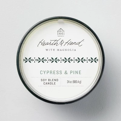 Textured Glass Cypress & Pine Jar Christmas Candle Green 24oz - Hearth & Hand™ With Magnolia 4 Textured Glass Cypress & Pine Jar Christmas Candle Green 24oz - Hearth & Hand™ With Magnolia - Image 2