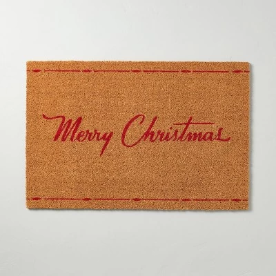 Merry Christmas Coir Doormat Tan/Red - Hearth & Hand™ With Magnolia 5 Merry Christmas Coir Doormat Tan/Red - Hearth & Hand™ With Magnolia - Image 4