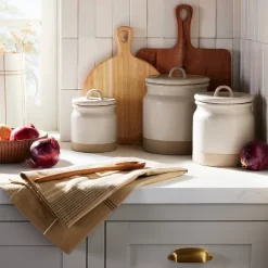 Dry Goods Stoneware Crock Canister Warm Gray/Clay - Hearth & Handâ„¢ With Magnolia