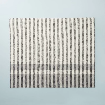 Contrast Edge Stripe Throw Blanket Railroad Gray/Cream - Hearth & Hand™ With Magnolia 4 Contrast Edge Stripe Throw Blanket Railroad Gray/Cream - Hearth & Hand™ With Magnolia - Image 2