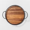 Wooden Lazy Susan With Metal Trim Brown/Black - Hearth & Hand™ With Magnolia