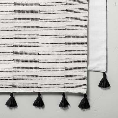 Oversized Broken Stripes Tassel Table Runner Black/Sour Cream - Hearth & Hand™ With Magnolia 4 Oversized Broken Stripes Tassel Table Runner Black/Sour Cream - Hearth & Hand™ With Magnolia - Image 2