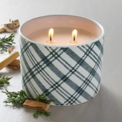 Plaid Ceramic Fireside Spruce Jar Christmas Candle Dark Green 11oz - Hearth & Hand™ With Magnolia
