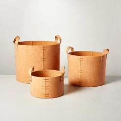 Faux Leather Storage Bin Camel Brown - Hearth & Hand™ With Magnolia