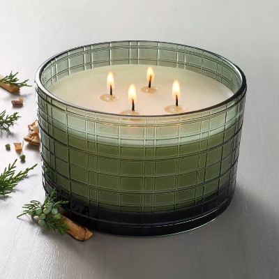 Textured Glass Fireside Spruce Jar Christmas Candle Green 24oz - Hearth & Hand™ With Magnolia 3 Textured Glass Fireside Spruce Jar Christmas Candle Green 24oz - Hearth & Hand™ With Magnolia