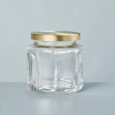 Sculpted Glass Canister Clear/Brass - Hearth & Hand™ With Magnolia 6 Sculpted Glass Canister Clear/Brass - Hearth & Hand™ With Magnolia - Image 4