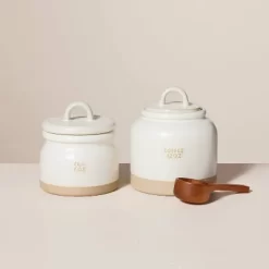 12oz Stoneware Crock Coffee Canister With Scoop Cream/Clay - Hearth & Hand™ With Magnolia -Home Decor Store GUEST 65b7994c a1eb 4670 b20b ff3df4965168