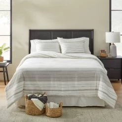 Alternating Pinstripe Comforter & Sham Set Gray/Cream - Hearth & Hand™ With Magnolia 8 Alternating Pinstripe Comforter & Sham Set Gray/Cream - Hearth & Hand™ With Magnolia -Home Decor Store GUEST 675d60c1 b13c 44e3 9260 4a8efb0c0e38