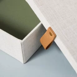 Fabric Storage Box With Faux Leather Accent Cream - Hearth & Hand™ With Magnolia -Home Decor Store GUEST 70070d36 5cf8 479b 84a5 202e1b7fc72b