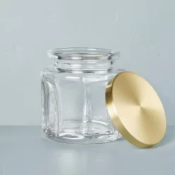 Sculpted Glass Canister Clear/Brass - Hearth & Hand™ With Magnolia 9 Sculpted Glass Canister Clear/Brass - Hearth & Hand™ With Magnolia -Home Decor Store GUEST 71f281b6 258a 4b80 b1af 9a6bc3fbbc8f
