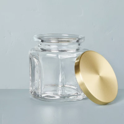 Sculpted Glass Canister Clear/Brass - Hearth & Hand™ With Magnolia 5 Sculpted Glass Canister Clear/Brass - Hearth & Hand™ With Magnolia - Image 3