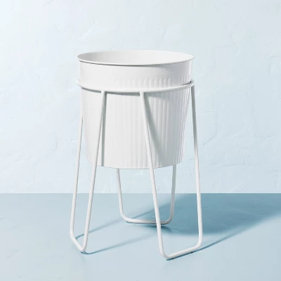 Powder-Coated Metal Planter White - Hearth & Hand™ With Magnolia 6 Powder-Coated Metal Planter White - Hearth & Hand™ With Magnolia - Image 4