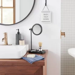 Two-Sided Vanity Mirror With Tray Base Matte Black - Hearth & Handâ„¢ With Magnolia