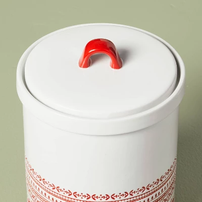 115oz Nordic Christmas Fair Isle Stoneware Cookie Jar Cream/Red - Hearth & Hand™ With Magnolia 4 115oz Nordic Christmas Fair Isle Stoneware Cookie Jar Cream/Red - Hearth & Hand™ With Magnolia - Image 2
