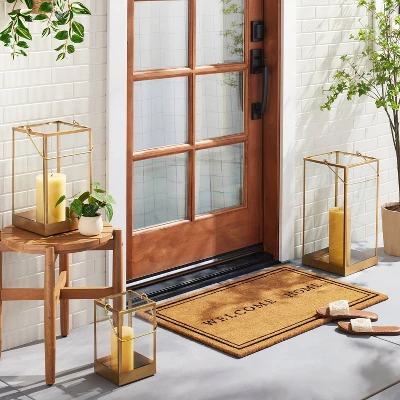 Square Metal & Glass Pillar Candle Lantern - Hearth & Hand™ With Magnolia 3 Square Metal & Glass Pillar Candle Lantern - Hearth & Hand™ With Magnolia