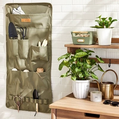 Canvas Gardening Tool Wall Organizer Green - Hearth & Hand™ With Magnolia 3 Canvas Gardening Tool Wall Organizer Green - Hearth & Hand™ With Magnolia