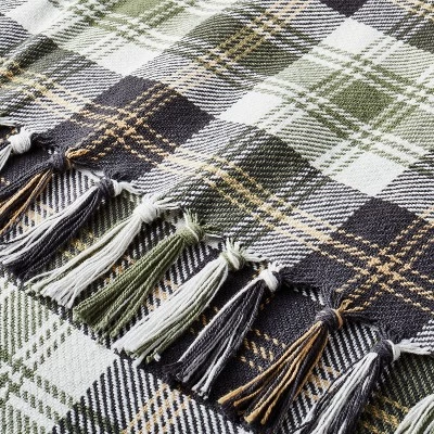 Tartan Fall Plaid Woven Throw Blanket Green/Cream/Khaki/Gray - Hearth & Hand™ With Magnolia 4 Tartan Fall Plaid Woven Throw Blanket Green/Cream/Khaki/Gray - Hearth & Hand™ With Magnolia - Image 2