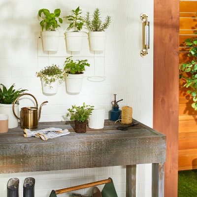 18.6" Wide 7pc Wall Mounted Metal Planter Set Sour Cream - Hearth & Hand™ With Magnolia 3 18.6" Wide 7pc Wall Mounted Metal Planter Set Sour Cream - Hearth & Hand™ With Magnolia