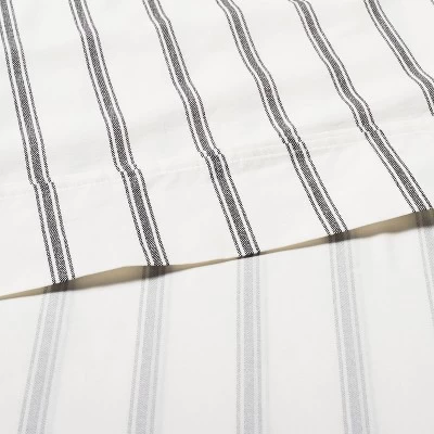 Cotton Percale Tick Stripe Sheet Set - Hearth & Hand™ With Magnolia 3 Cotton Percale Tick Stripe Sheet Set - Hearth & Hand™ With Magnolia
