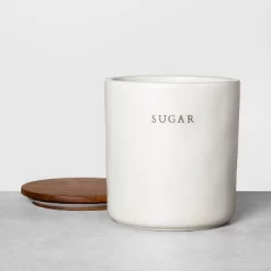 67oz Stoneware Sugar Canister With Wood Lid Cream/Brown - Hearth & Hand™ With Magnolia