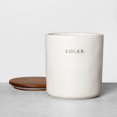 67oz Stoneware Sugar Canister With Wood Lid Cream/Brown - Hearth & Hand™ With Magnolia 2 67oz Stoneware Sugar Canister With Wood Lid Cream/Brown - Hearth & Hand™ With Magnolia