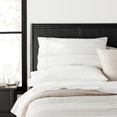 2pk Standard Cotton Percale Multistripe Pillowcase Set Gray/Neutrals - Hearth & Hand™ With Magnolia 3 2pk Standard Cotton Percale Multistripe Pillowcase Set Gray/Neutrals - Hearth & Hand™ With Magnolia