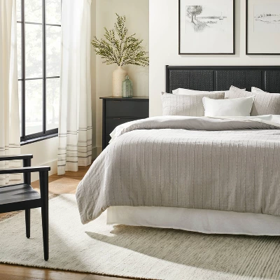 Engineered Hem Stripes Curtain Panel Cream/Gray - Hearth & Hand™ With Magnolia 3 Engineered Hem Stripes Curtain Panel Cream/Gray - Hearth & Hand™ With Magnolia - Image 2