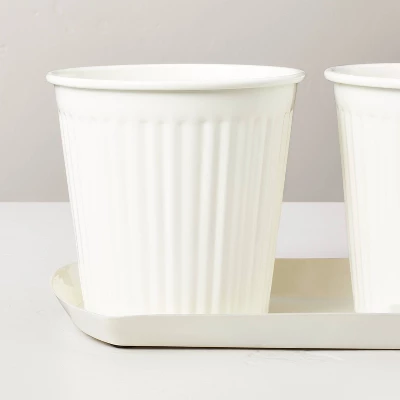 Fluted Metal Window Sill Planter Tray Cream - Hearth & Hand™ With Magnolia 4 Fluted Metal Window Sill Planter Tray Cream - Hearth & Hand™ With Magnolia - Image 2