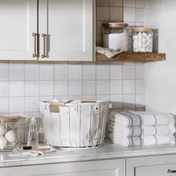 Fabric Storage Box With Faux Leather Accent Cream - Hearth & Hand™ With Magnolia -Home Decor Store GUEST bd1a9ff9 9efb 4e55 9efa 921125c2aa2d 1