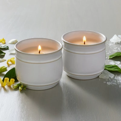 2pk Barrel Ceramic Candle Gift Set - Salt/Canvas 4oz - Hearth & Hand™ With Magnolia 3 2pk Barrel Ceramic Candle Gift Set - Salt/Canvas 4oz - Hearth & Hand™ With Magnolia