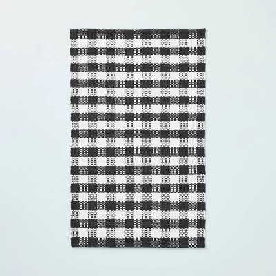 Textured Gingham Indoor/Outdoor Woven Area Rug Dark Gray/Cream - Hearth & Hand™ With Magnolia 6 Textured Gingham Indoor/Outdoor Woven Area Rug Dark Gray/Cream - Hearth & Hand™ With Magnolia - Image 4