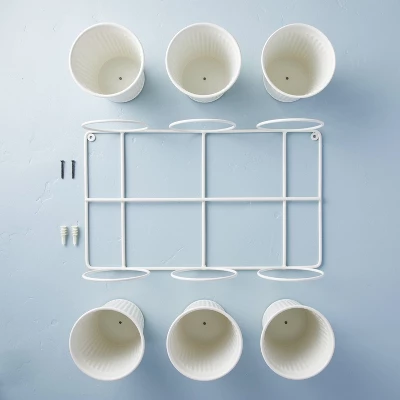 18.6" Wide 7pc Wall Mounted Metal Planter Set Sour Cream - Hearth & Hand™ With Magnolia 4 18.6" Wide 7pc Wall Mounted Metal Planter Set Sour Cream - Hearth & Hand™ With Magnolia - Image 2