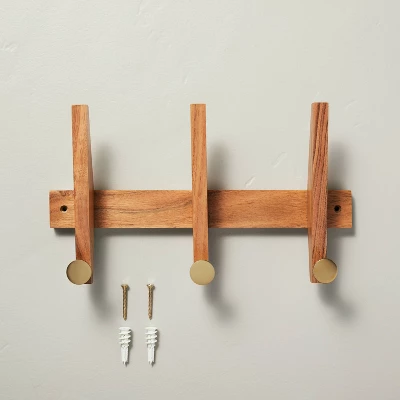 Wood & Brass Hook Rail - Hearth & Hand™ With Magnolia 4 Wood & Brass Hook Rail - Hearth & Hand™ With Magnolia - Image 2