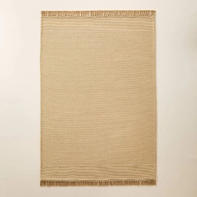 Patterned Border Stripe Area Rug Khaki - Hearth & Hand™ With Magnolia 8 Patterned Border Stripe Area Rug Khaki - Hearth & Hand™ With Magnolia - Image 6