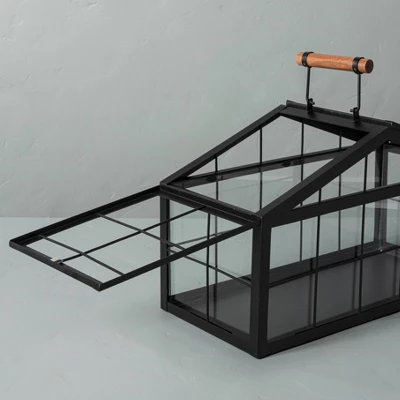 9" Wide Rectangular Metal & Glass Terrarium Black - Hearth & Hand™ With Magnolia 4 9" Wide Rectangular Metal & Glass Terrarium Black - Hearth & Hand™ With Magnolia - Image 2