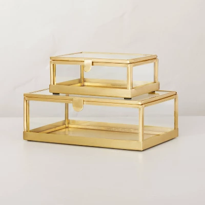 4"x6" Metal & Glass Trinket Box Brass Finish - Hearth & Hand™ With Magnolia 4 4"x6" Metal & Glass Trinket Box Brass Finish - Hearth & Hand™ With Magnolia - Image 2