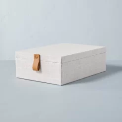 Fabric Storage Box With Faux Leather Accent Cream - Hearth & Hand™ With Magnolia -Home Decor Store GUEST ed623318 37de 4971 9730 7d4d8260fa32