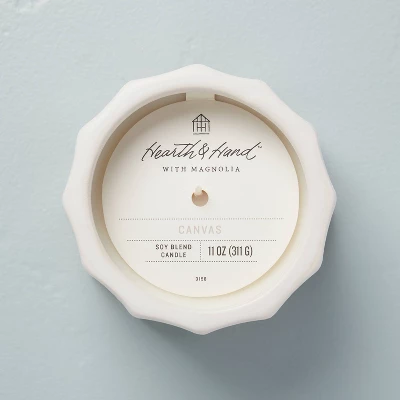 Wide Fluted Speckled Ceramic Canvas Jar Candle Tonal Cream 11oz - Hearth & Hand™ With Magnolia 4 Wide Fluted Speckled Ceramic Canvas Jar Candle Tonal Cream 11oz - Hearth & Hand™ With Magnolia - Image 2